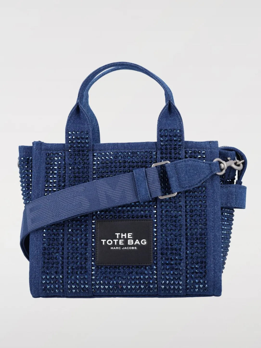 Borsa The Tote Bag Marc Jacobs in denim con strass all over