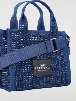 Borsa The Tote Bag Marc Jacobs in denim con strass all over