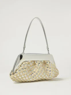 Borsa Themoirè in pelle vegana verniciata e rafia intrecciata