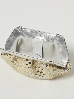 Borsa Themoirè in pelle vegana verniciata e rafia intrecciata