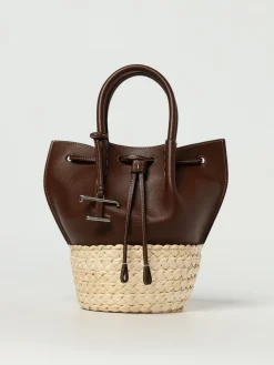 Borsa Tod's in pelle e rafia intrecciata