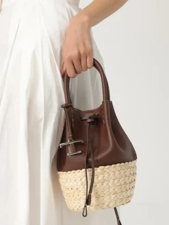 Borsa Tod's in pelle e rafia intrecciata