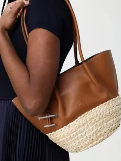 Borsa Tod's in pelle e rafia intrecciata