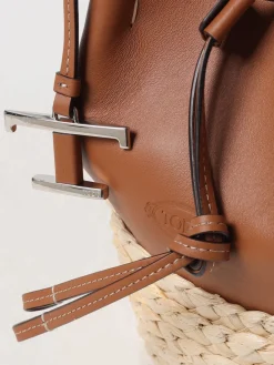 Borsa Tod's in pelle e rafia intrecciata