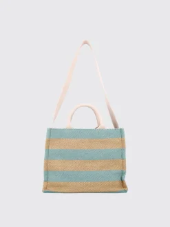 Borsa tote in misto lino a righe Marni