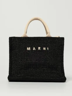 Borsa Tote in rafia con logo Marni