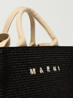 Borsa Tote in rafia con logo Marni