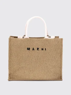 Borsa Tote in rafia con logo Marni