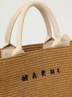 Borsa Tote in rafia con logo Marni