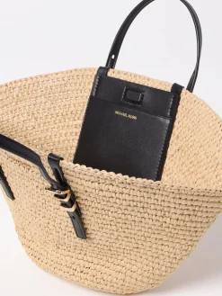 Borsa tote Isa piccola in paglia lavorata a mano Michael Kors