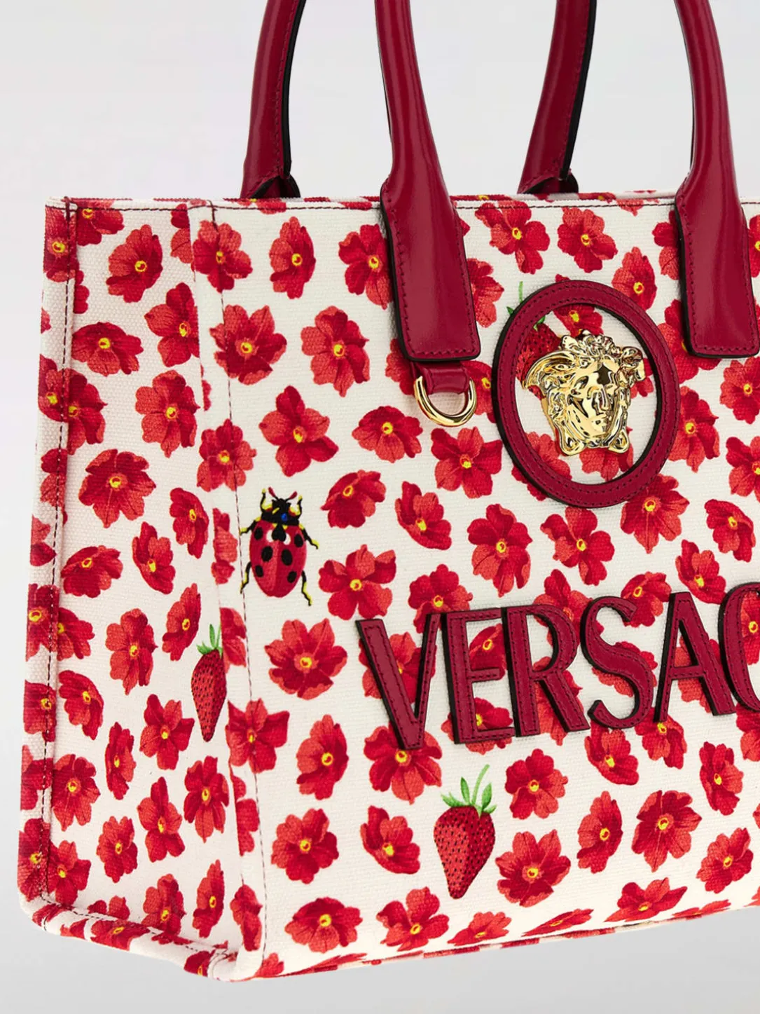 Borsa tote La Medusa Versace in canvas con stampa floreale