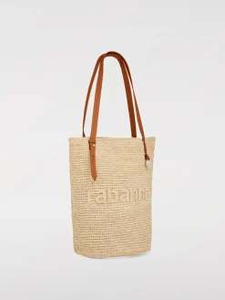 Borsa Tote Rabanne in rafia e pelle