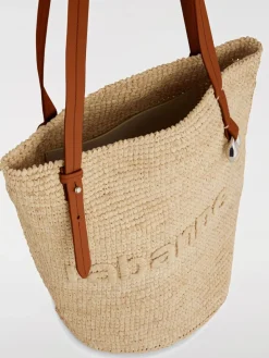 Borsa Tote Rabanne in rafia e pelle