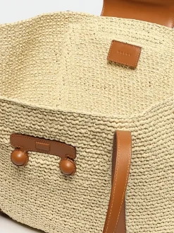 Borsa Trunkaroo Beach Tote Marni in rafia e pelle