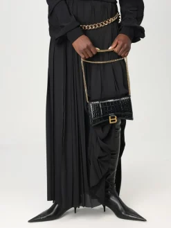 Borsa wallet Hourglass Balenciaga in pelle spazzolata stampa cocco