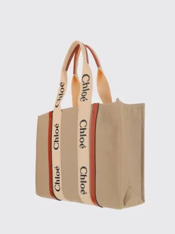 Borsa Woody Chloé in canvas di lino