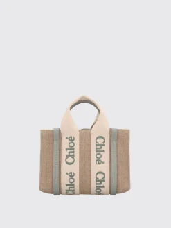 Borsa Woody Mini Chloé in canvas di lino