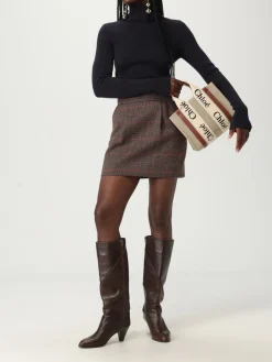 Borsa Woody Small Chloé in canvas di lino