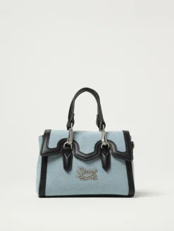 Borsa Yalis Denim XSmall Secret Pon-Pon in denim e pelle sintetica