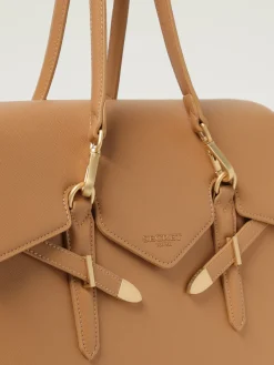 Borsa Yalis Grain Large Secret Pon-Pon in pelle sintetica saffiano