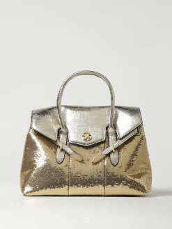 Borsa Yalis Sparklink Medium Secret Pon-Pon in nappa sintetica laminata e paillettes