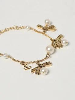 Bracciale Jimmy Choo in ottone con perle sintetiche e charms