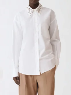 Camicia classica Fabiana Filippi in cotone con strass