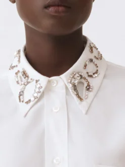 Camicia classica Fabiana Filippi in cotone con strass