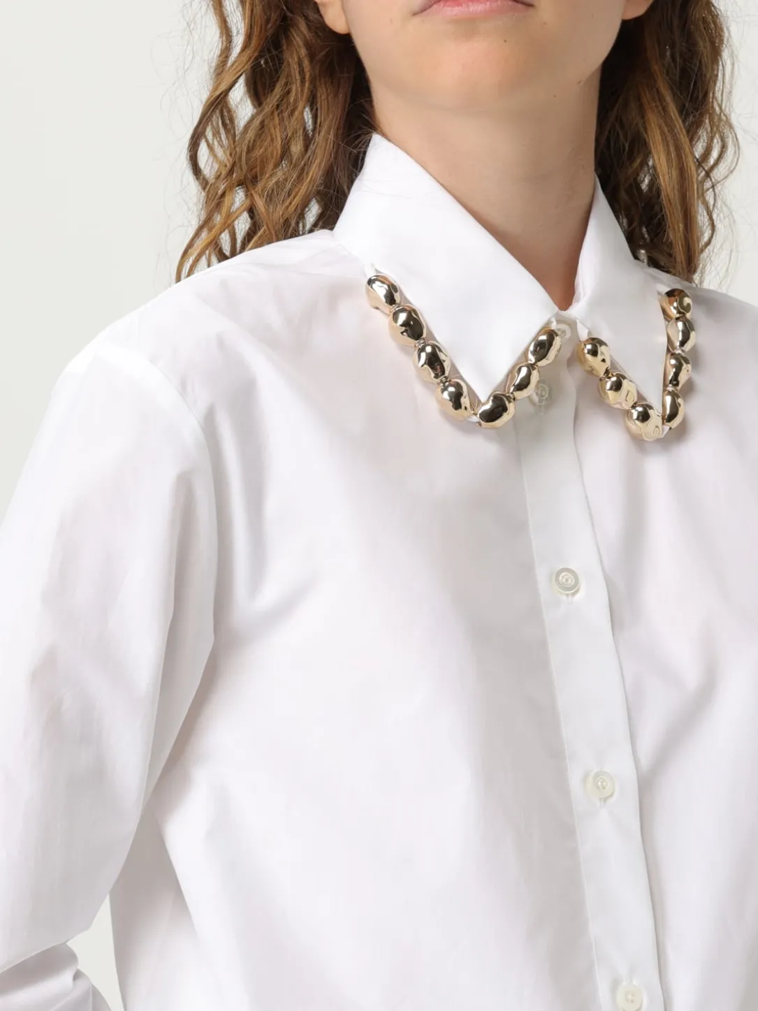 Camicia classica Fabiana Filippi in popeline con dettaglio chain