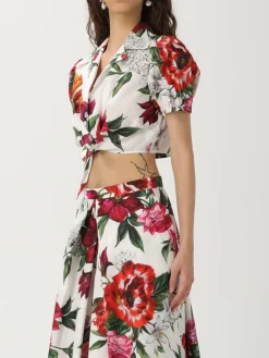 Camicia cropped Dolce & Gabbana in cotone con stampa floreale