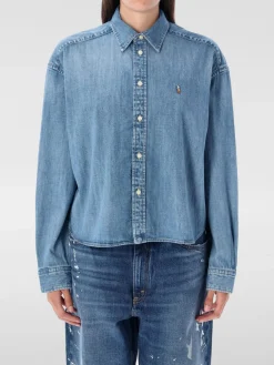 Camicia di cotone con logo Pony Polo Ralph Lauren