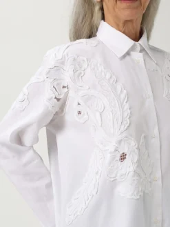 Camicia Ermanno Scervino in cotone con inserti in pizzo