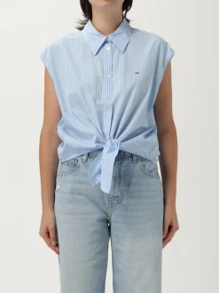 Camicia in cotone a righe con logo Tommy Jeans