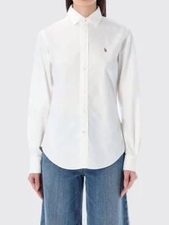 Camicia in cotone con logo ricamato Polo Ralph Lauren