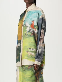 Camicia Moschino Couture in twill di seta con stampa grafica