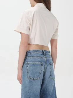 Camicia Pinko in popeline di cotone con frange