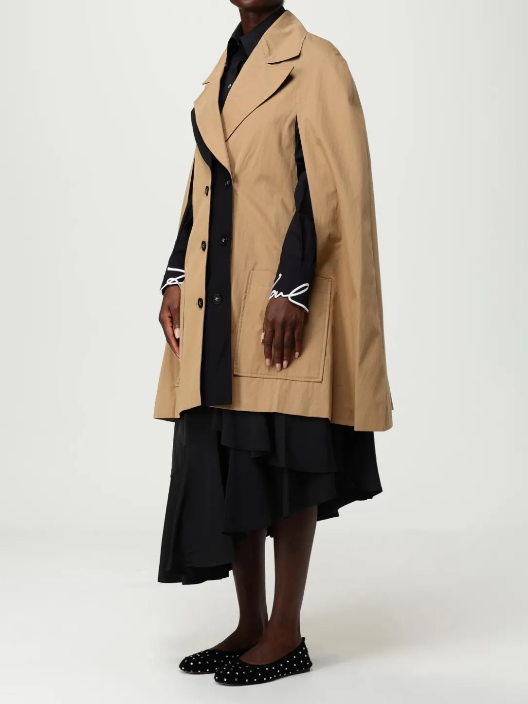 Cappa in misto cotone a doppiopetto Karl Lagerfeld