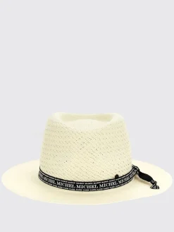 Cappello Fedora Maison Michel in rafia con fettuccia logata