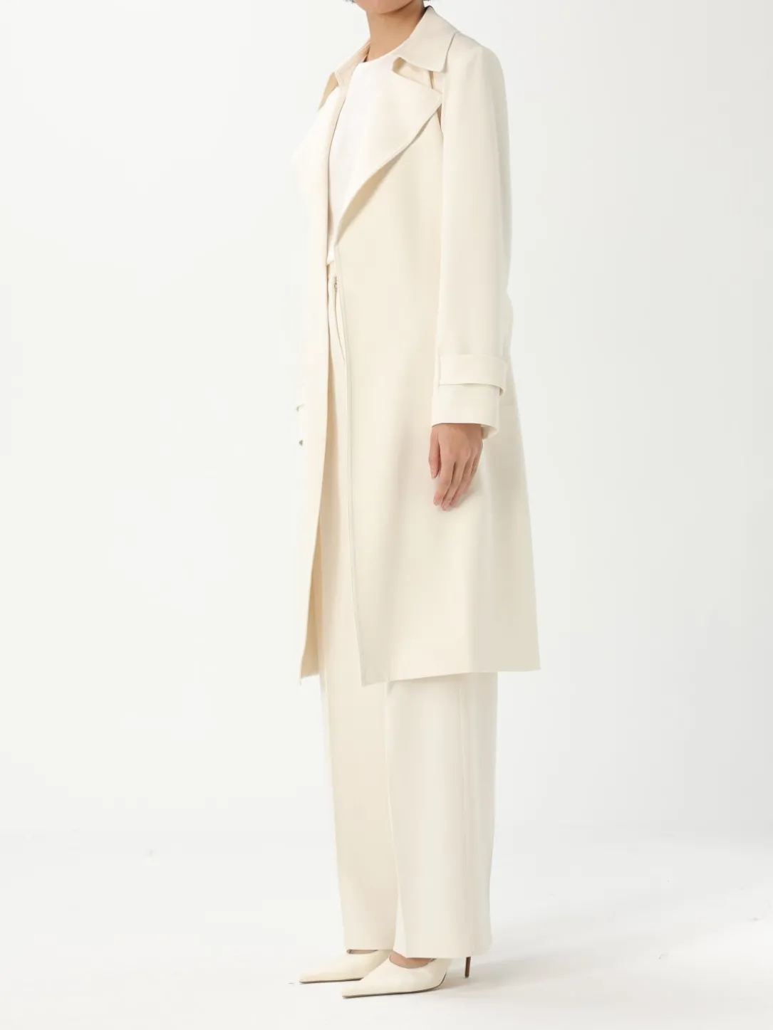 Cappotto a vestaglia con cinta in poliestere