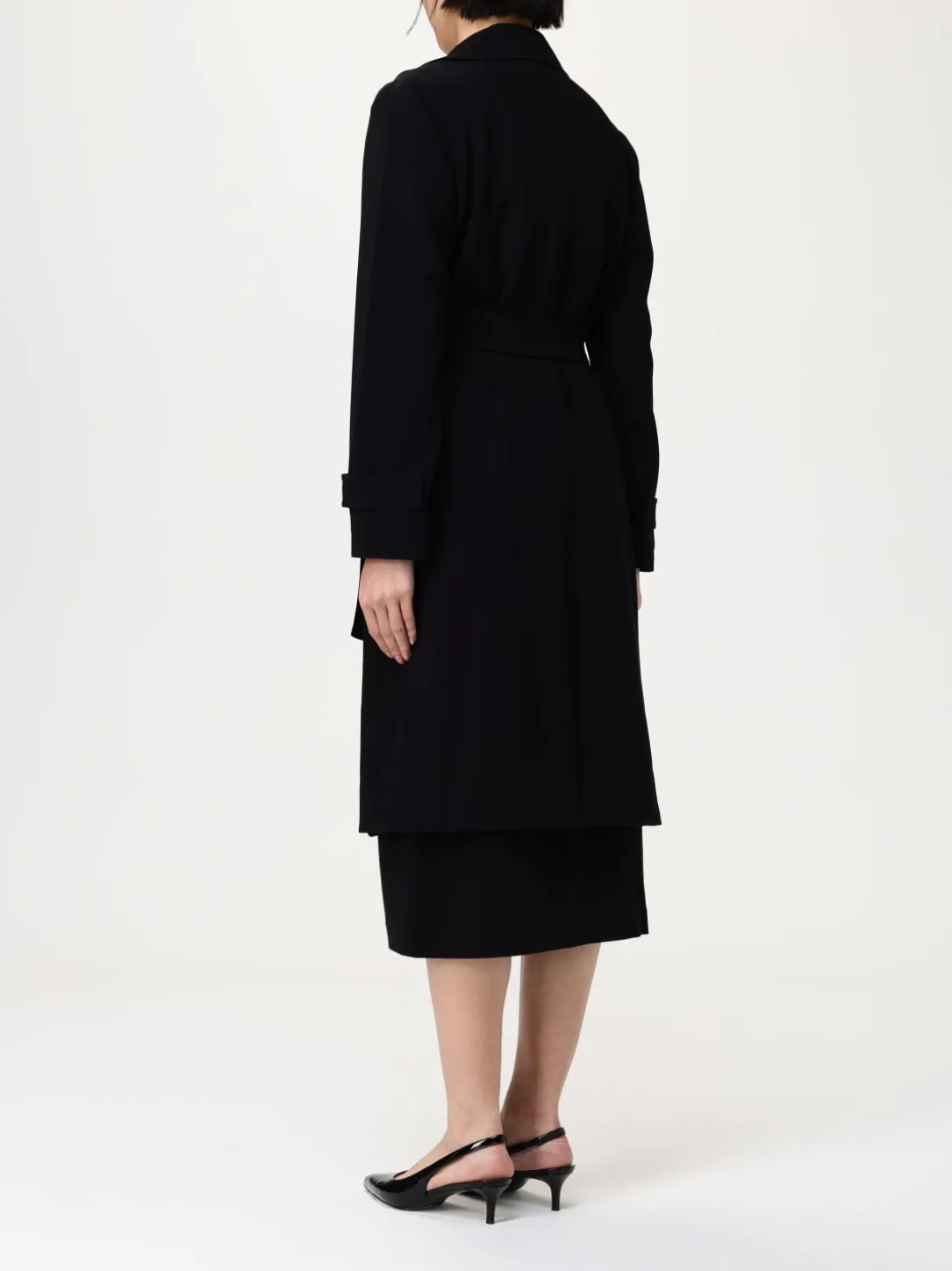 Cappotto a vestaglia con cinta in poliestere