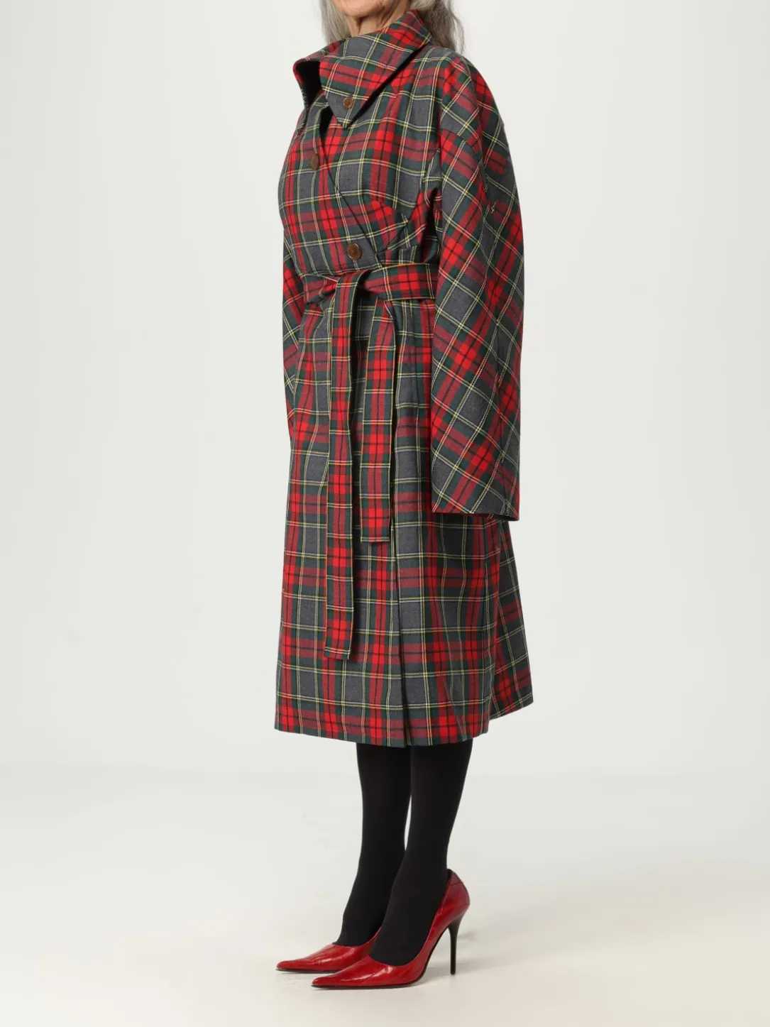 Cappotto Vivienne Westwood in lana vergine con stampa Tartan