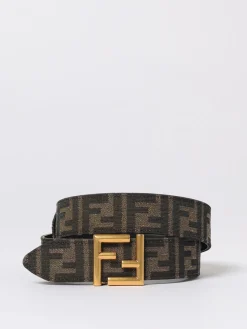 Cintura Fendi reversibile in misto cotone e pelle