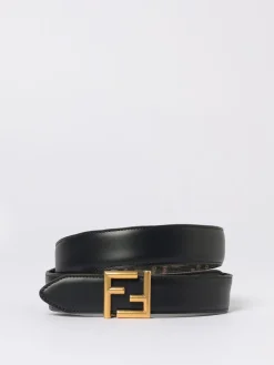 Cintura Fendi reversibile in misto cotone e pelle