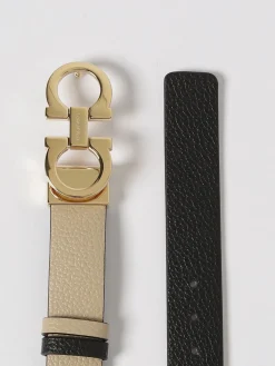 Cintura Gancini Ferragamo reversibile in pelle a grana