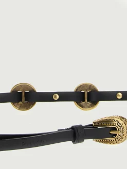 Cintura Pinko in pelle con applicazioni metalliche