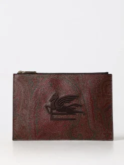 Clutch Etro in cotone spalmato con Paisley all over