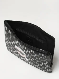 Clutch Ikonic 2.0 Karl Lagerfeld in pelle sintetica a grana con monogram all over e logo stampato
