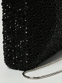 Clutch Niger Twenty Fourhaitch in raso con strass all over