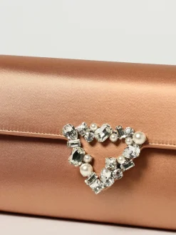 Clutch Pecan Sergio Rossi in raso con fibbia gioiello