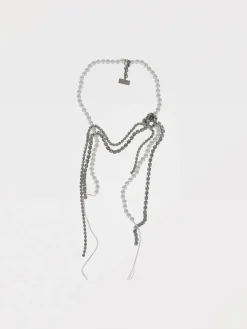 Collana MM6 Maison Margiela in ottone con strass e perle sintetiche